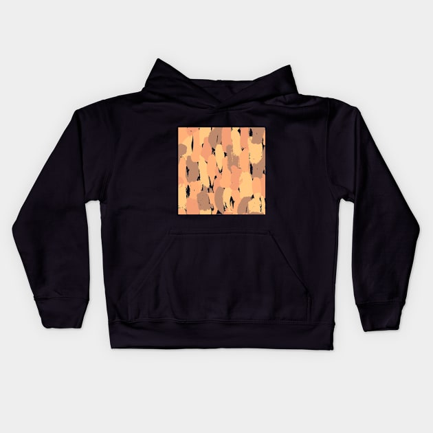 Abstract yellow, orange, brown and black pattern Kids Hoodie by Jenmag